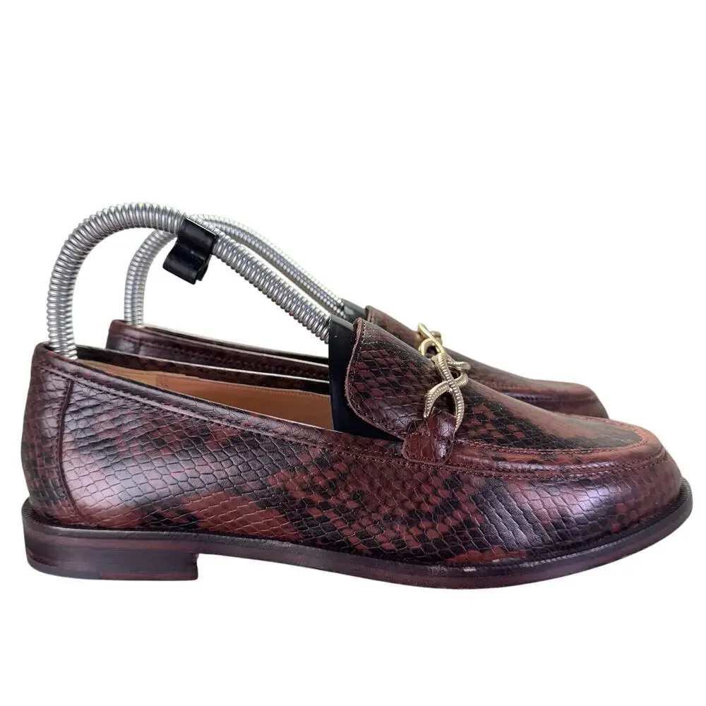 Joie Laila Loafer Cognac Snake Print Leather Slip-On Women’s Size 6.5M US